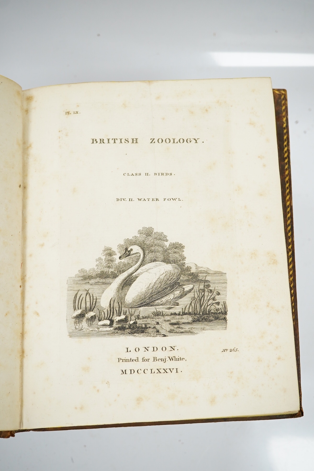 [Pennant, Thomas] - British Zoology ... 4 vols. engraved and printed titles, 267 plates (2 folded); contemp. gilt bordered mottled calf, gilt decorated and panelled spines, 4to. Warrington: printed by William Eyres for B